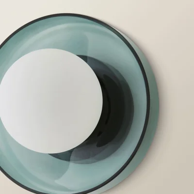 The Range Newbury Glass Plate with Globe Shade IP44 Bathroom Wall Light - Jade Green / 25cm / 0.46kg / 0