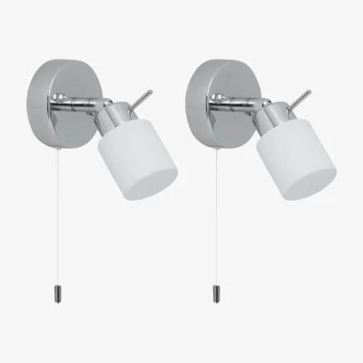 The Range Set Of 2 Iona Bathroom Wall Spotlights - Polished Chrome Plate And Opal Glass