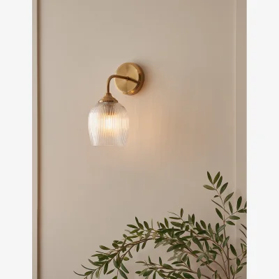Rose & Grey Fitzroy Ribbed Wall Light Brushed Aged Brass