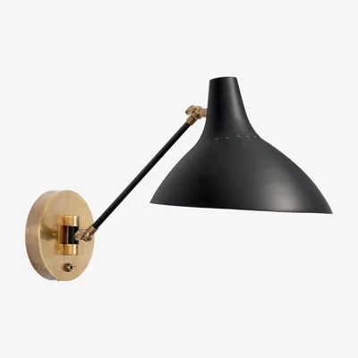 Tobias Oliver AERIN | Charlton Wall Light | Black and Hand Rubbed Antique Brass