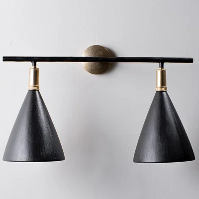 Tobias Oliver Porta Romana | Matilda Wall Light Small Double | Black with Etched Gold