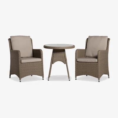 Barker and Stonehouse Lazise Bistro Dining Set, Round, Aluminium, Brown | Barker & Stonehouse