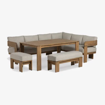Barker and Stonehouse Tignale Corner Dining Set, Wooden, Grey | Barker & Stonehouse