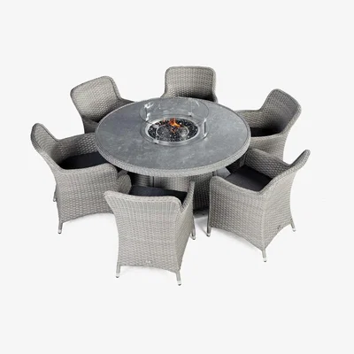 Barker and Stonehouse Girona 6 Seat Round Garden Set, Grey | Barker & Stonehouse