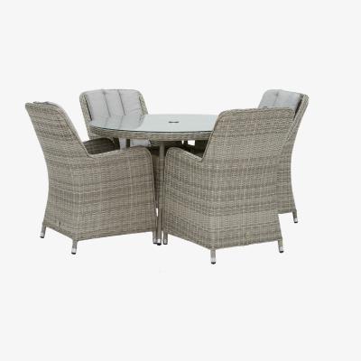 Barker and Stonehouse Hathaway 4 Seat Round Dining Set with Venice Chairs, Grey | Barker & Stonehouse