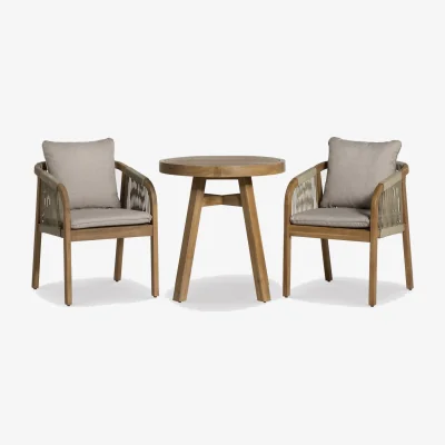 Barker and Stonehouse Tavira Bistro Dining Set, Round, Wooden, Grey | Barker & Stonehouse