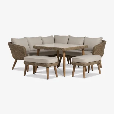 Barker and Stonehouse Sirmione Casual Corner Dining Set, Wooden, Grey | Barker & Stonehouse
