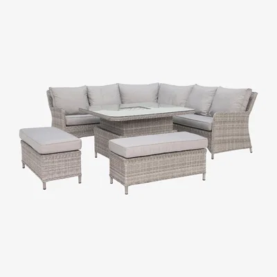 Barker and Stonehouse Hathaway Corner Garden Dining Set with Ice Bucket, Light Grey | Barker & Stonehouse