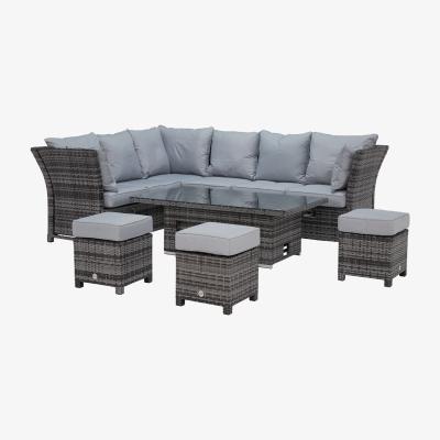Barker and Stonehouse Dorset Garden Corner Dining Set with Rising Table, Grey | Barker & Stonehouse