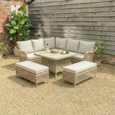 Barker and Stonehouse Bellano Casual Corner Dining Set, Rattan, Neutral | Barker & Stonehouse