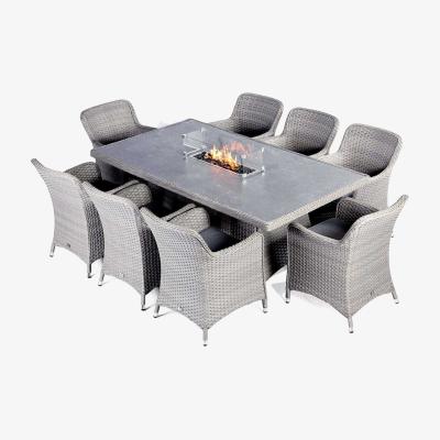 Barker and Stonehouse Girona 8 Seat Rectangular Garden Set, Grey | Barker & Stonehouse