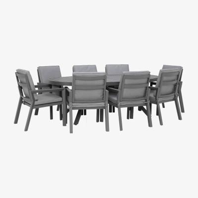 Barker and Stonehouse Soho 8 Seat Oval Garden Dining Set, Grey | Barker & Stonehouse