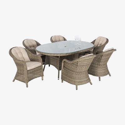 Barker and Stonehouse Taransay 6 Seat Oval Garden Dining Set, Neutral | Barker & Stonehouse