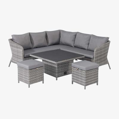 Barker and Stonehouse Levisham Corner Garden 6 Seater Sofa Dining Set, Grey | Barker & Stonehouse