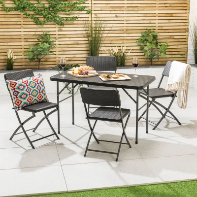 Christow Rattan Effect 4 Seater Dining Set (4ft)
