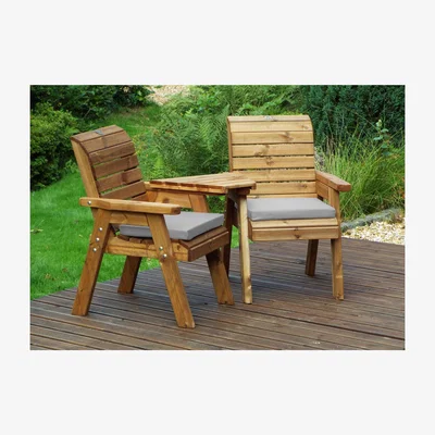 Dunelm Charles Taylor 2 Seater Angled Twin Companion Set with Grey Seat Pads Light Grey