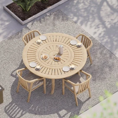 Dunelm Maris 4 Seater Round Garden Dining Set With 4 Riven Chairs