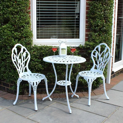 Dunelm Cast Aluminium White Tulip Bistro Set White