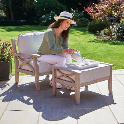 Dunelm Sorrento Grey Hardwood Armchair with Stool Brown and Grey