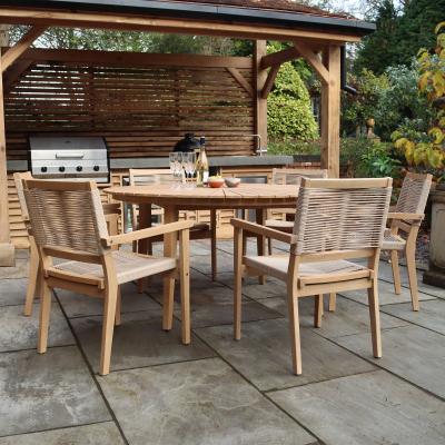 Dunelm Roma 6 Seater Dining Set with 6 Stacking Rope Chairs Natural