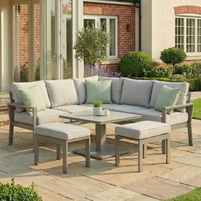 Dunelm Maze Montreal Small Corner Garden Dining Set with Square Rising Table