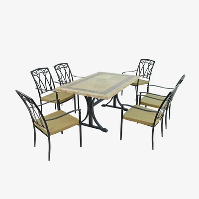 Dunelm Charleston 6 Seater Dining Set with Ascot Chairs Brown and Black