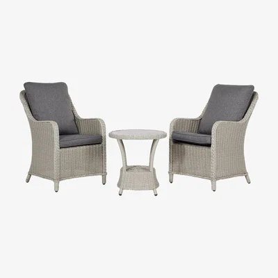 Dunelm Antigua Rattan Bistro Set Stone (Grey)