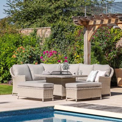 Dunelm Kingsdown Corner Square Dining Set with Fire Pit Stone