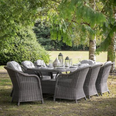 Dunelm Granville Grey 8 Seater Oval Dining Set Grey