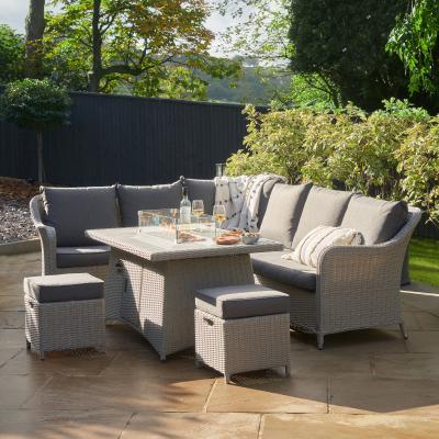 Dunelm Antigua Rattan Corner Set & Fire Pit Grey