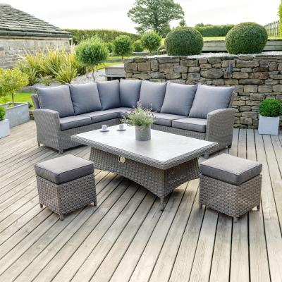 Dunelm Barbados Long Right Rattan Corner Set Slate (Grey)