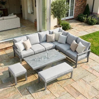 Dunelm Maze Montreal Large Corner Garden Dining Set with Rectangular Rising Table