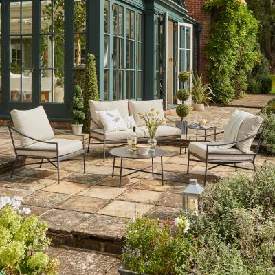 Dunelm Churchgate 4 Seater Metal Conversation Set Brown