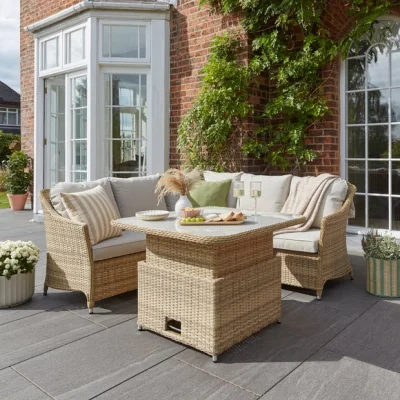Dunelm Sorrento Rattan Effect Corner Dining Set with Rising Table