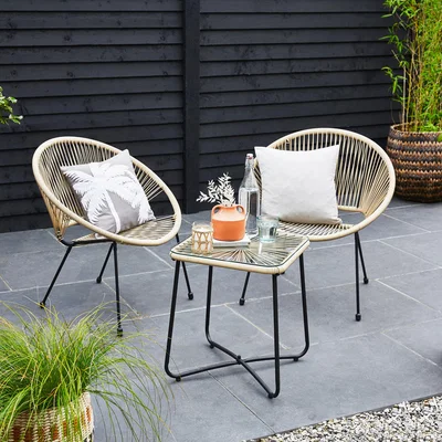 Dunelm Harp String Bistro Set Natural
