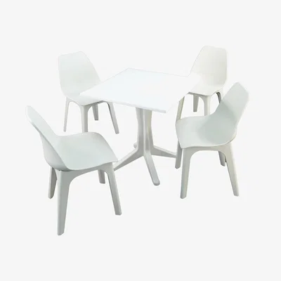 Dunelm Ponente 4 Seater White Dining Set with Eolo Chairs White