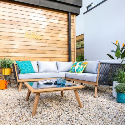 Dunelm Elements 5 Seater Grey Rope Corner Sofa Set Grey