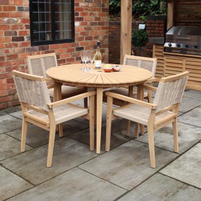 Dunelm Roma 4 Seater Dining Set with 4 Stacking Rope Chairs Natural