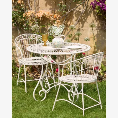 Dibor Cream Heart Scrolled 2 Seater Bistro Set
