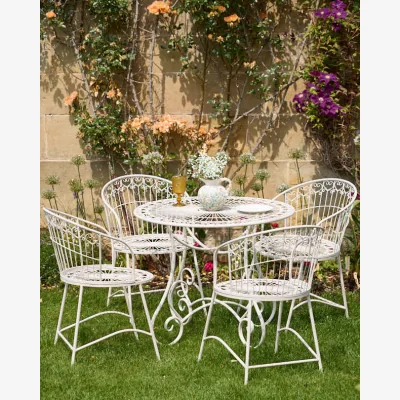 Dibor 4 Seater Cream Heart Scrolled Outdoor Dining Set