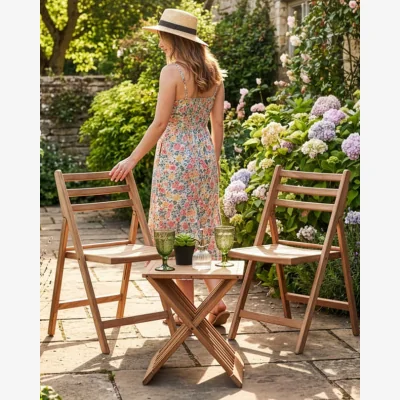 Dibor 3 Piece Wooden Garden Bistro Set