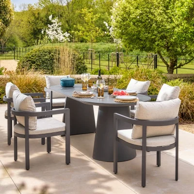 Gardenesque Camden 6 Seater | Metal Garden Dining Set - Anthracite