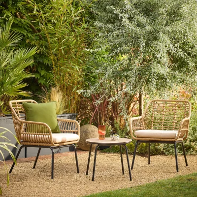 Habitat Habitat Global 2 Seater Bamboo Garden Bistro Set - Beige
