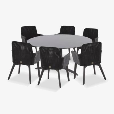 John Lewis 4 Seasons Outdoor Lisboa & Embrace 6-Seater Garden Dining Set with Lazy Susan, Anthracite