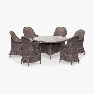 John Lewis John Lewis & Partners Rye 6-Seat Round Garden Dining Table & Chairs, Natural