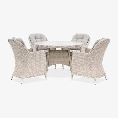 John Lewis Gallery Direct Holton 4-Seater Round Garden Dining Table & Chairs Set, Natural/Stone