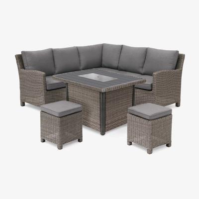John Lewis KETTLER Palma 7-Seat Mini Corner Garden Casual Dining Table & Chairs Set with Firepit