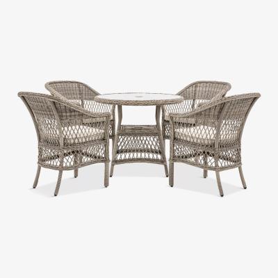 John Lewis Gallery Direct Menton 4-Seater Round Garden Dining Table & Chairs Set, Natural