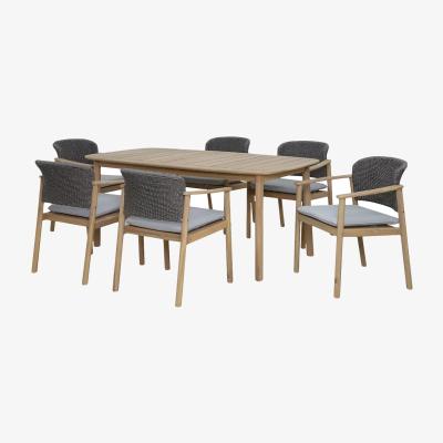 John Lewis KETTLER Freeport 6-Seater Rectangular Garden Dining Table & Chairs Set, Grey