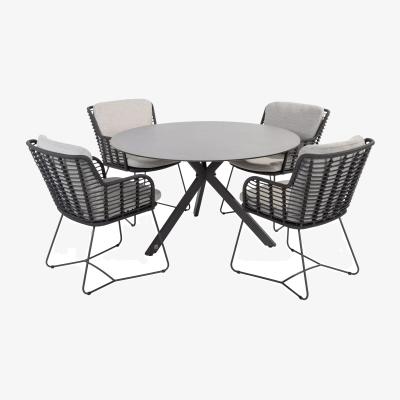 John Lewis 4 Seasons Outdoor Fabrice & Locarno 4-Seater Round Garden Dining Table & Chairs Set, Anthracite